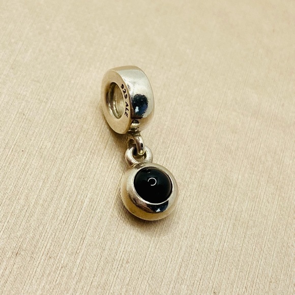 EUC Pandora 790537O Sterling Silver Onyx Cabochon Dangle Charm - Picture 3 of 9
